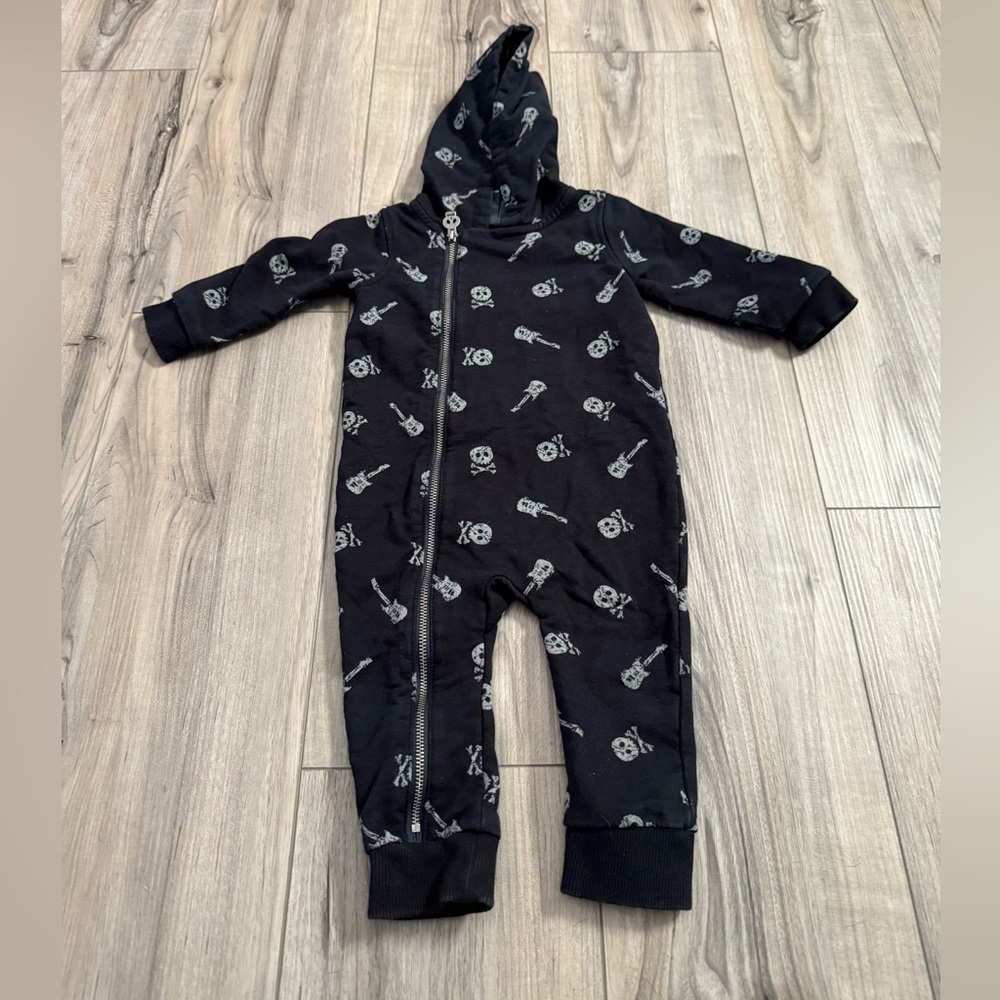 Black Jumpsuit with Hood and Fitted Cuffs